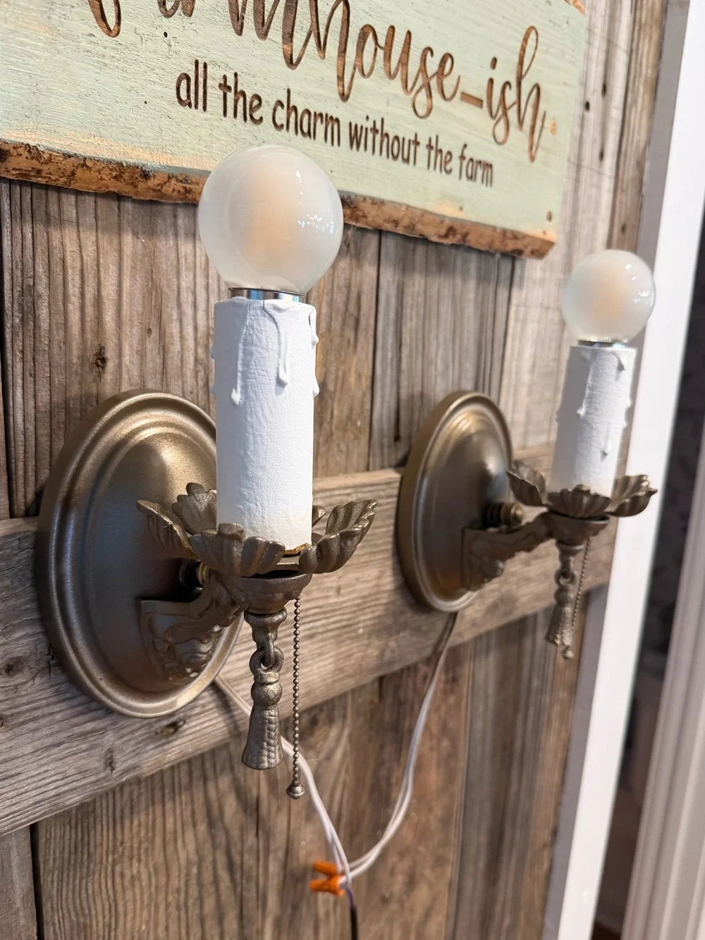 (2) vintage reconditioned 1920s pan-style wall sconces